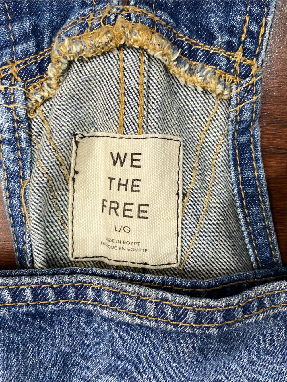 We The Free Rambler Shortalls Denim Jean Oversized Short Overalls Free People L - Picture 8 of 9